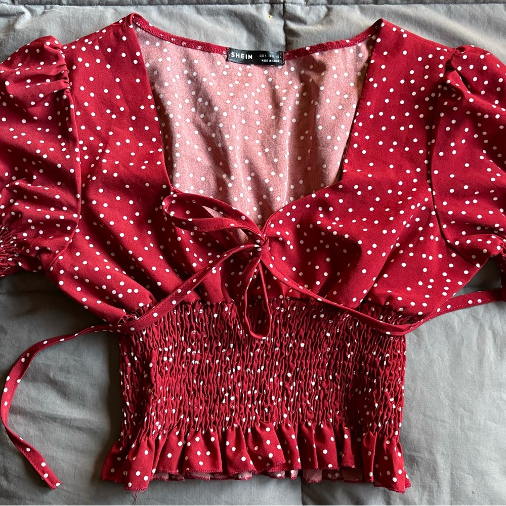 SHEIN Red Polka Dot Women's Crop Top